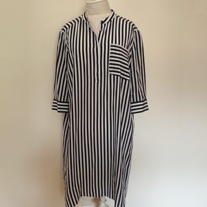 Iris & Ink Striped Silk Shirt Dress